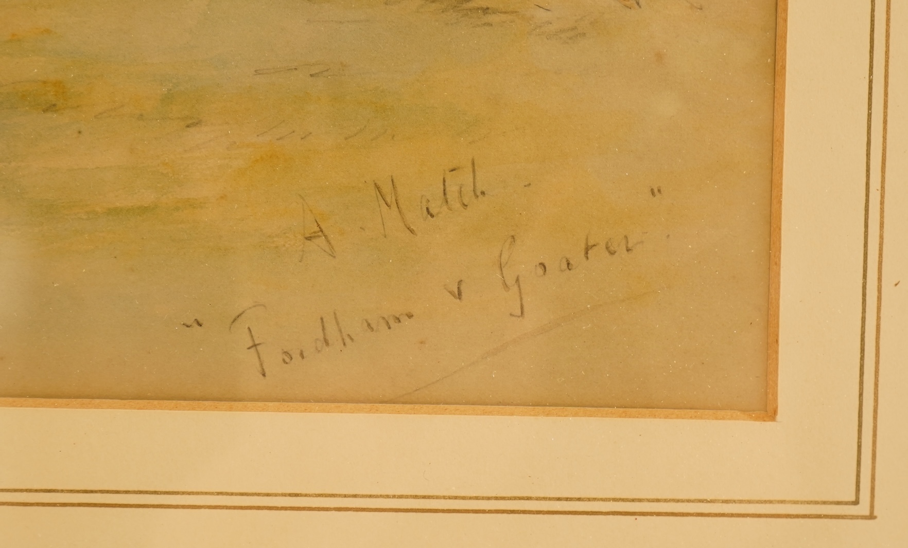 George Finch Mason (1850-1915), Three horse racing interest watercolours, to include 'Military races' and 'A Match, Fordham v Goater' each signed and largest 22 x 27cm